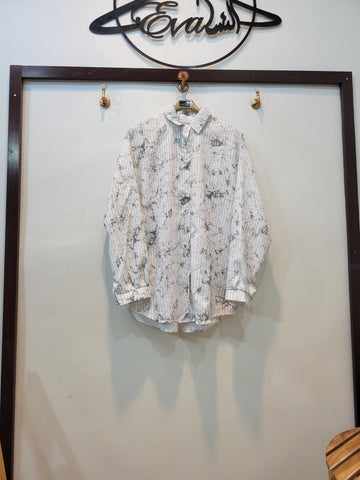 Baggy Tie dye Front Open tops (White)