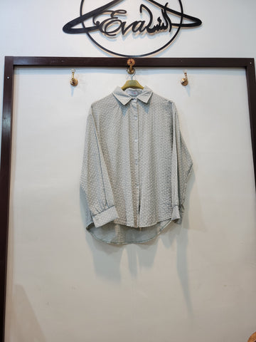 Front Open Baggy Shirt - cotton (Grey)