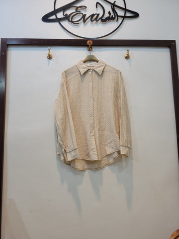 Front Open Baggy Shirt - cotton (Cream)