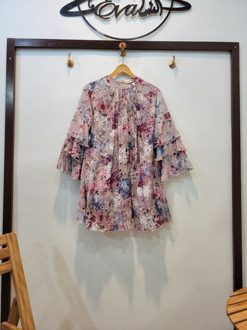 Frill Floral Top (Pink Multi)