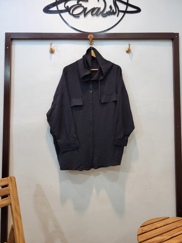 Lotus Hoodie Top (Black)