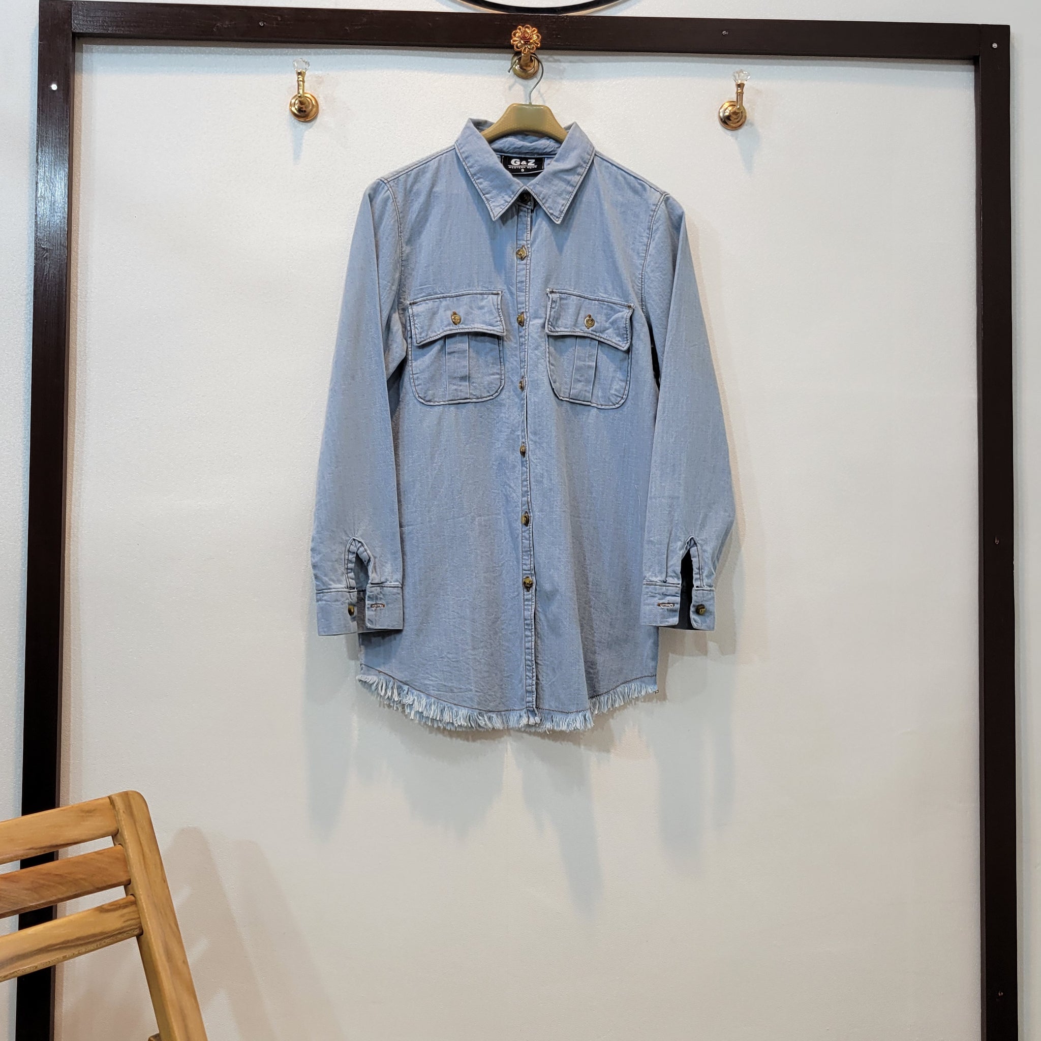 Denim Shirt ripped ( Sky blue)