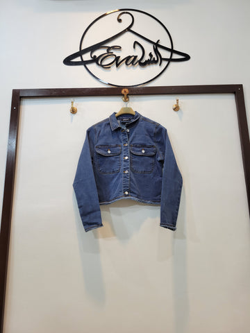 Short Body jacket Plain (Mid blue)