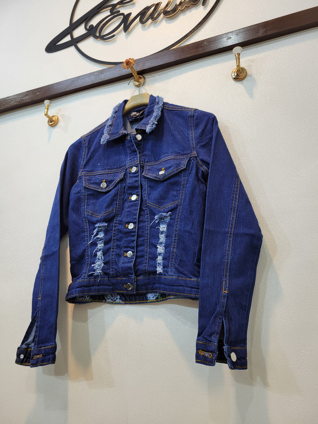 Short Body jacket ripped (Dark Blue)