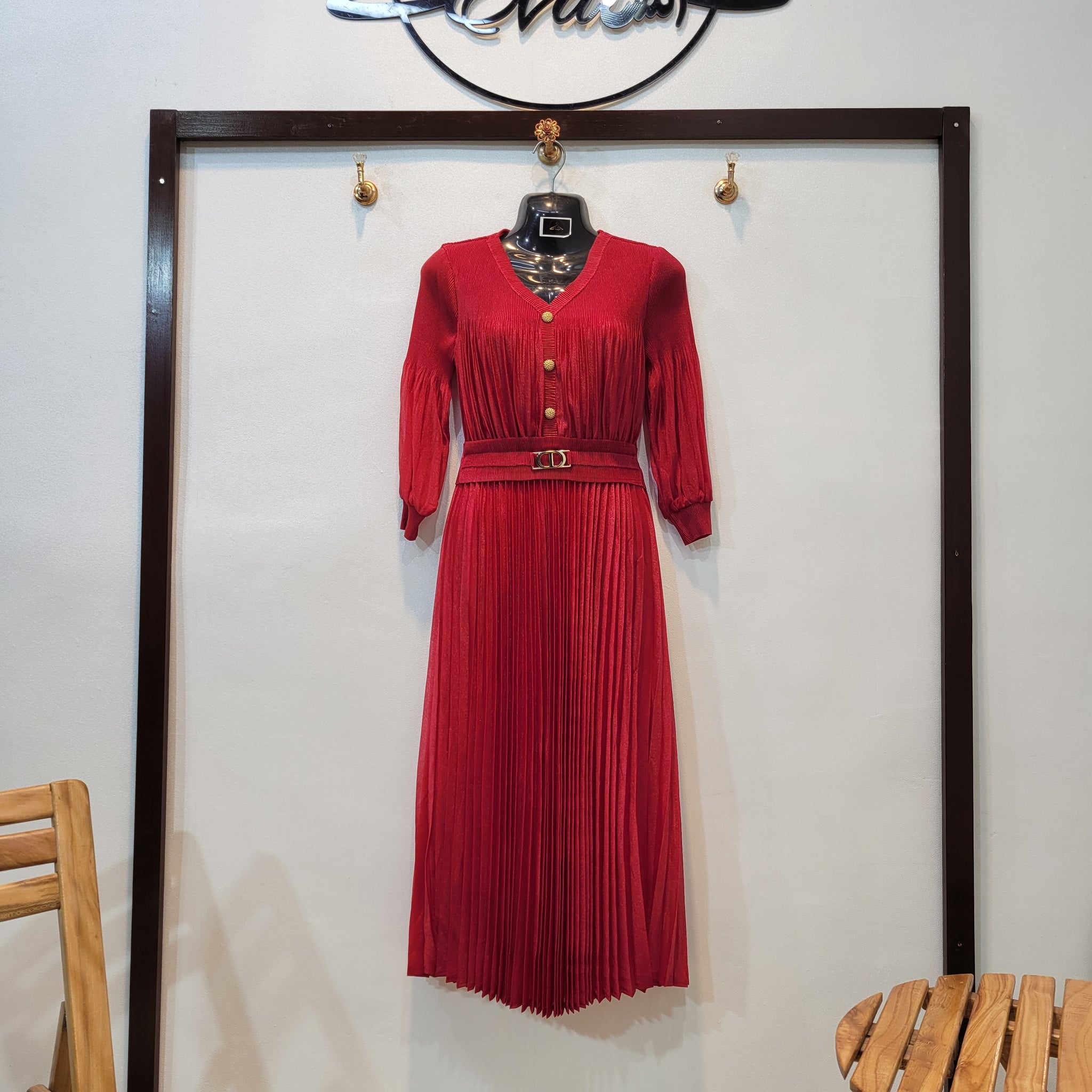 Korean Shine frock (Red)