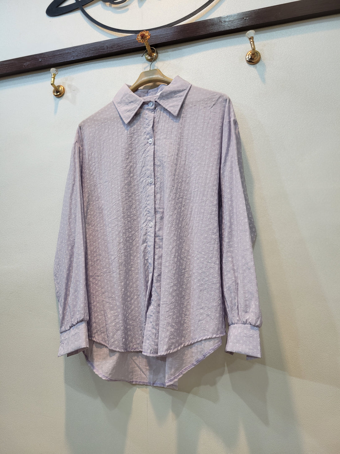 Front Open Baggy Shirt - cotton (Purple)