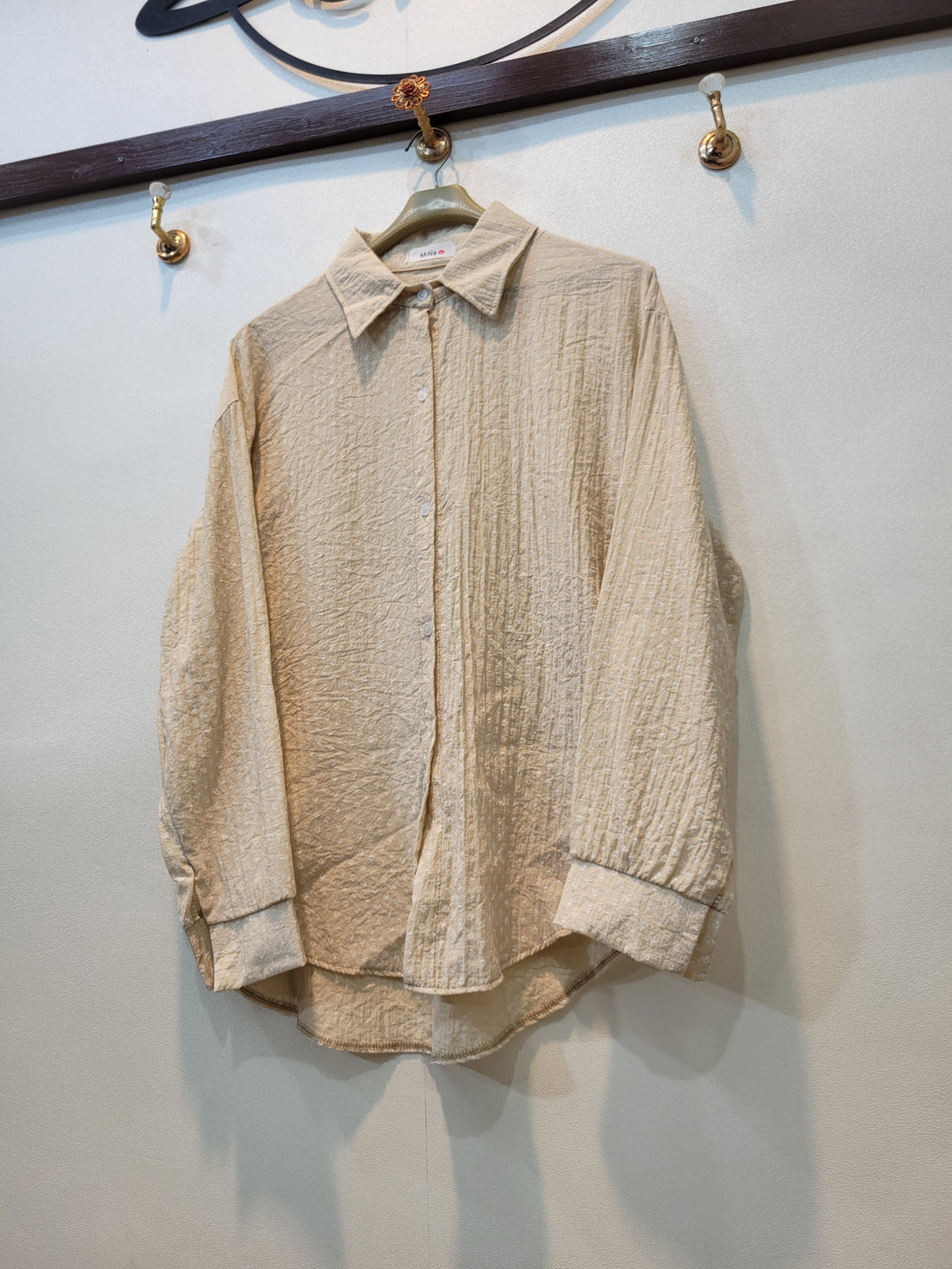 Front Open Baggy Shirt - cotton (Cream)