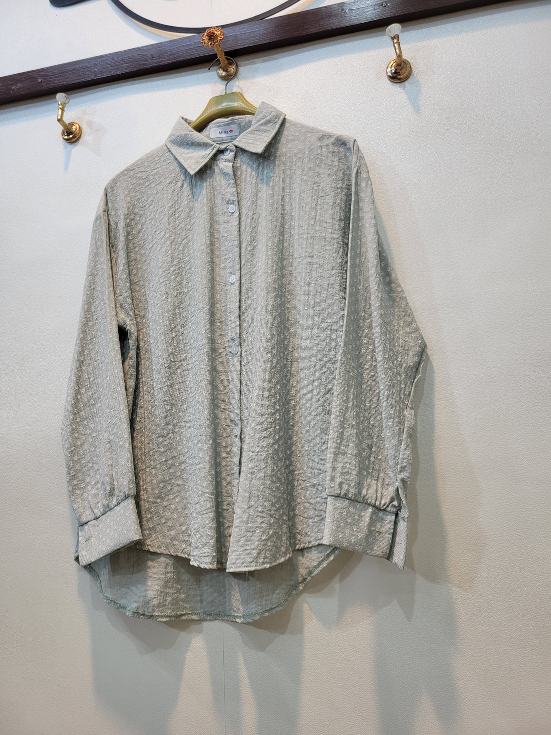 Front Open Baggy Shirt - cotton (Grey)