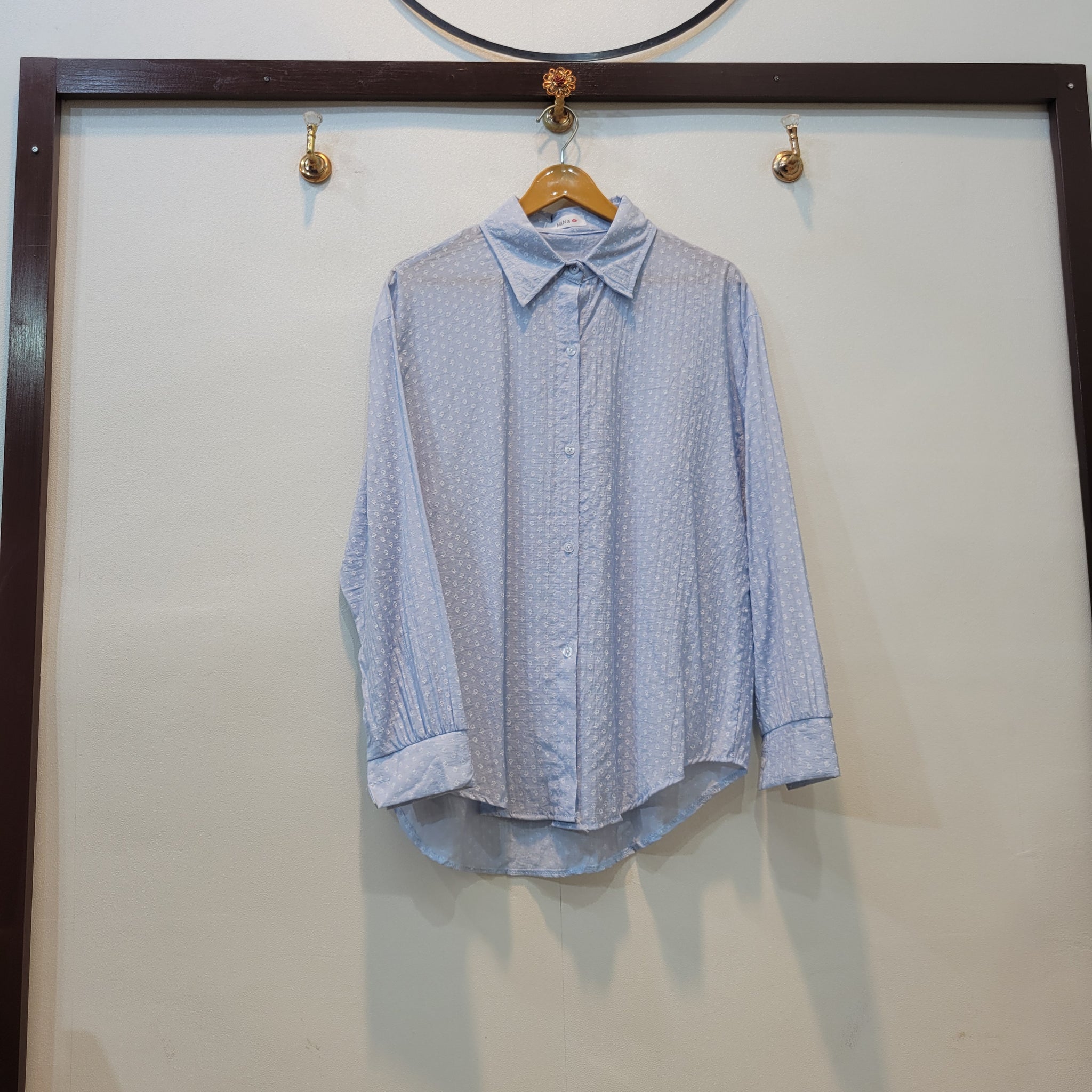 Front Open Baggy Shirt - cotton (Sky blue)