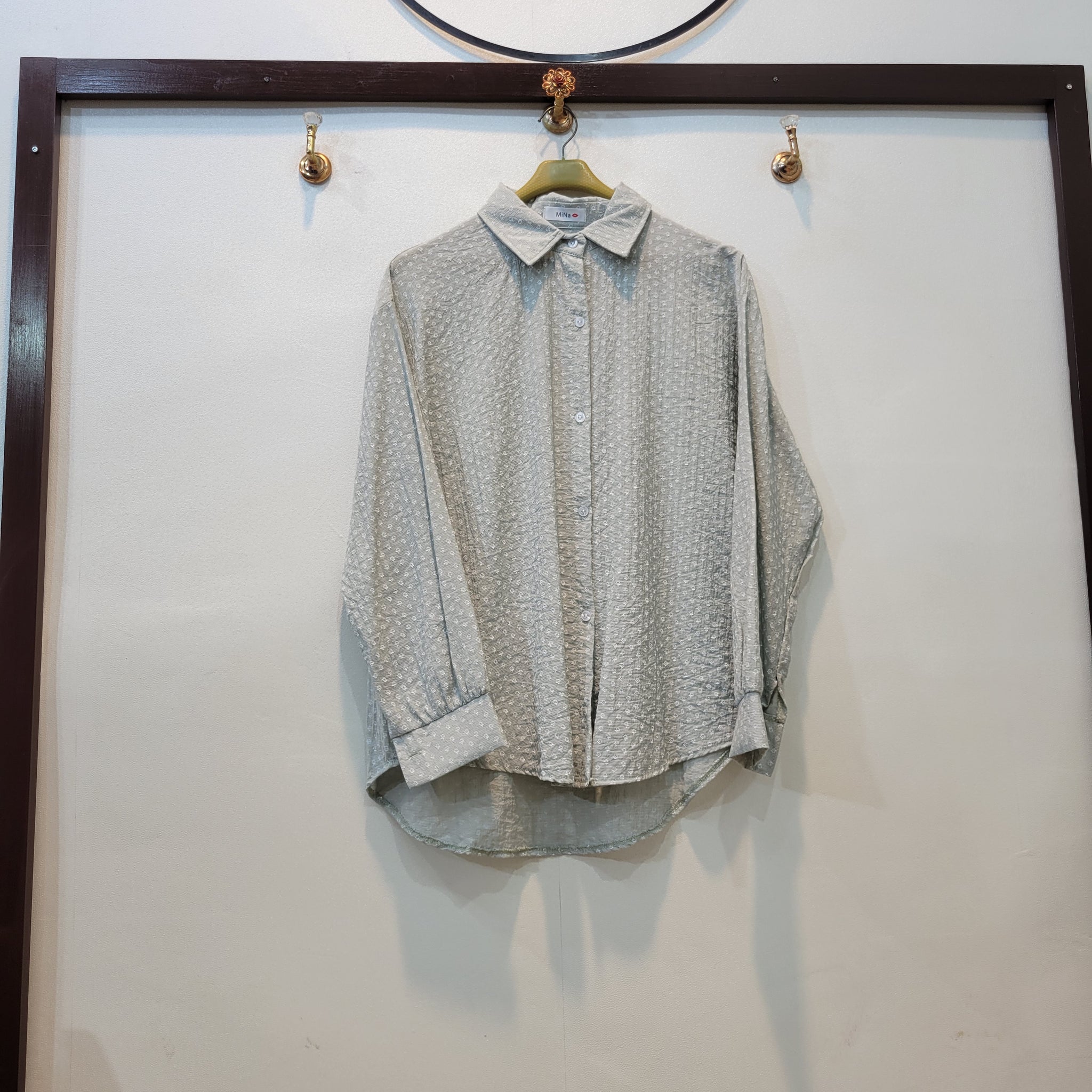Front Open Baggy Shirt - cotton (Grey)