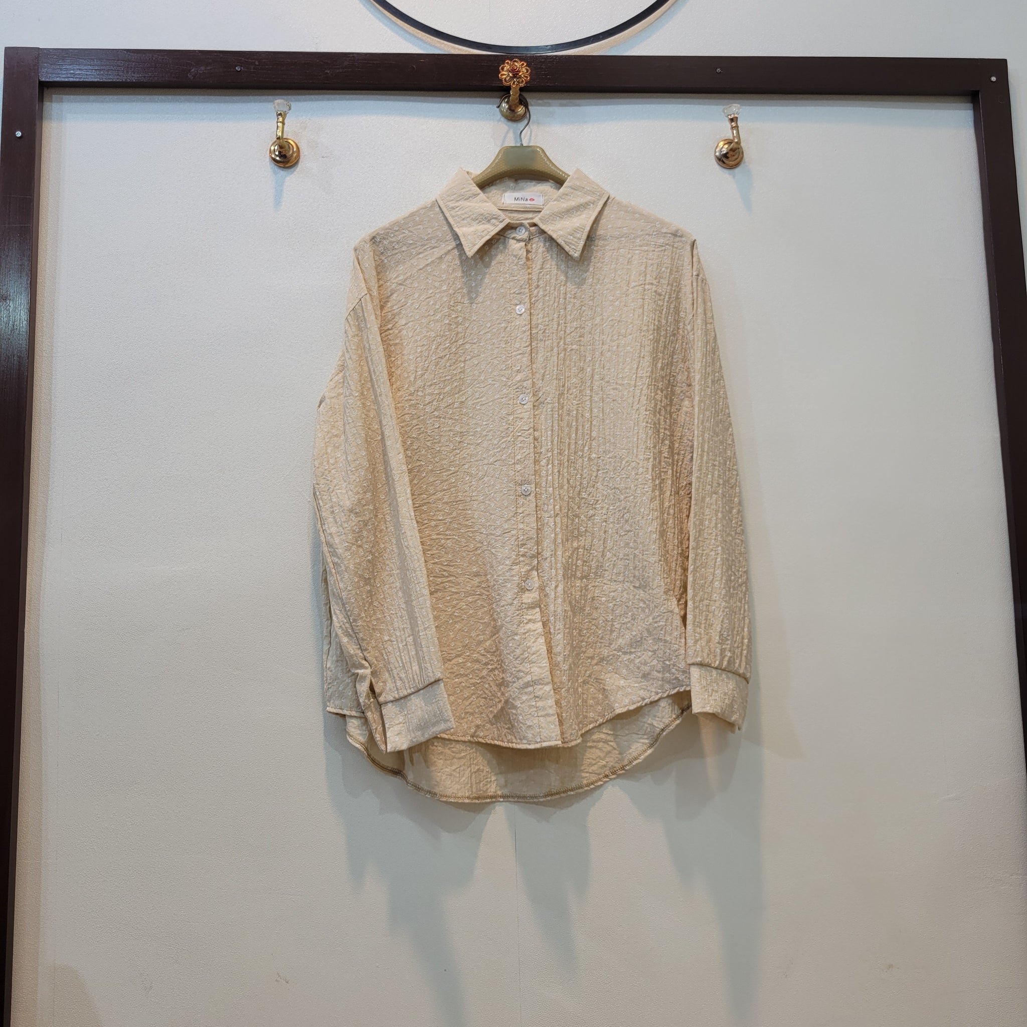 Front Open Baggy Shirt - cotton (Cream)