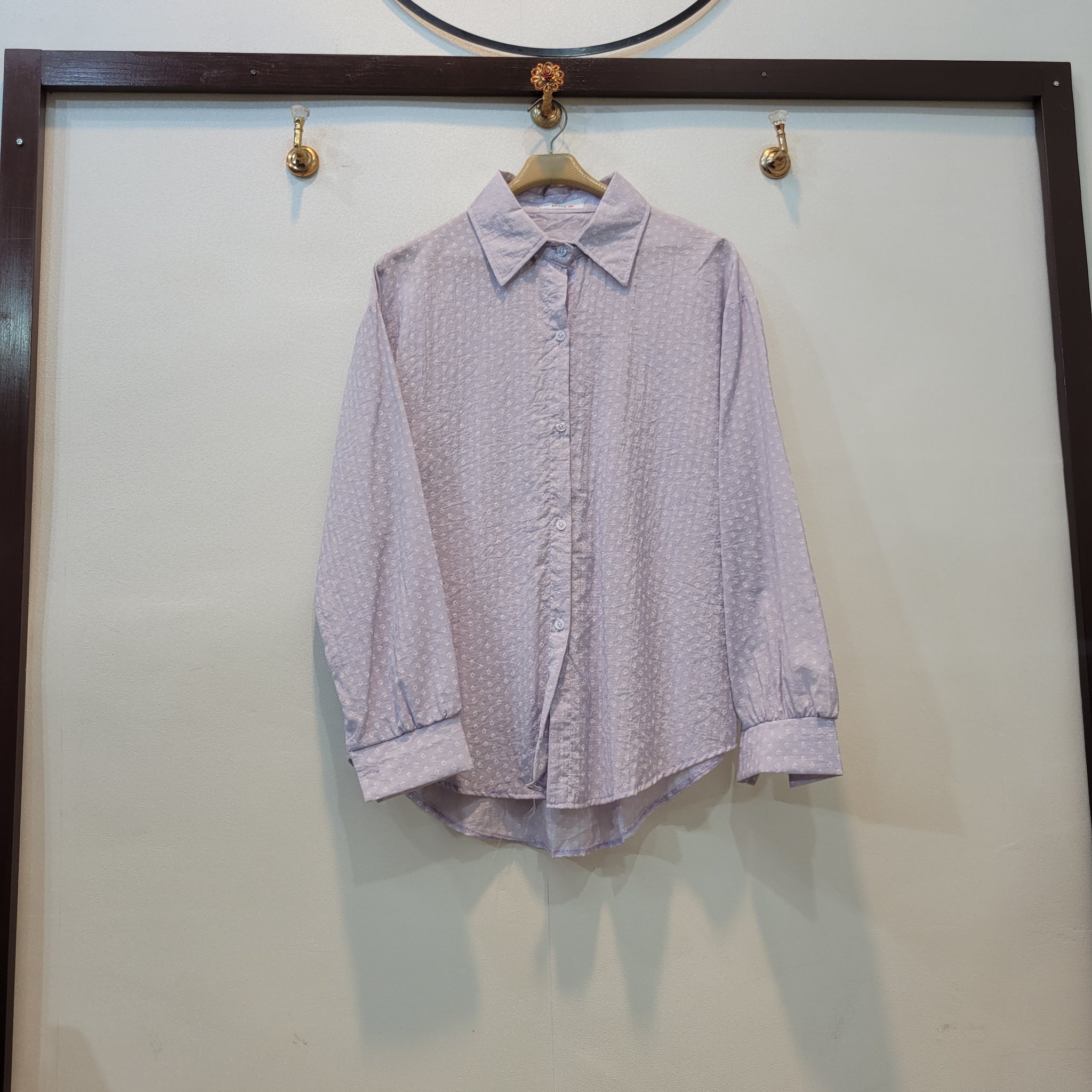 Front Open Baggy Shirt - cotton (Purple)