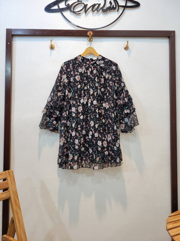 Frill Floral Top (Black Multi)