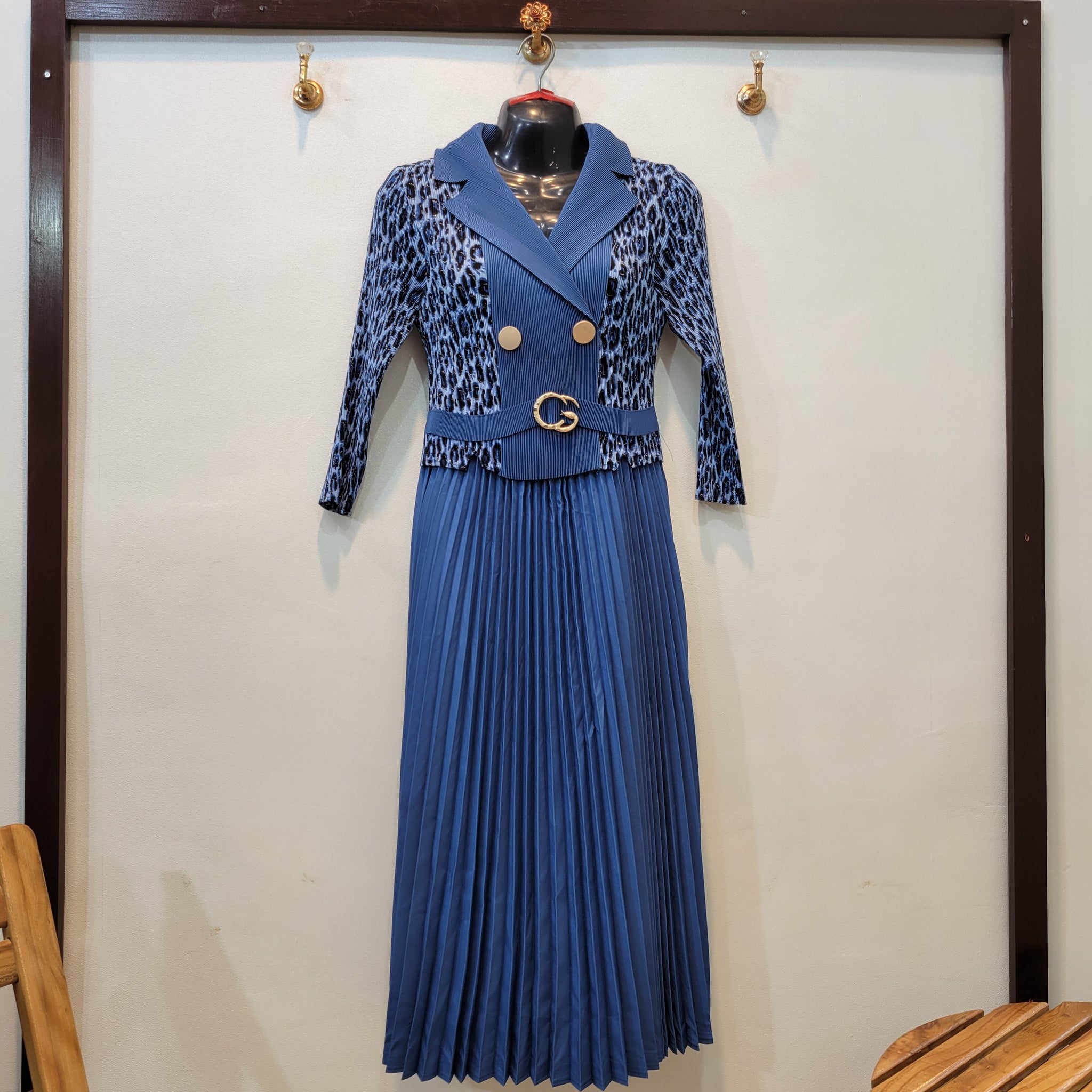 Korean Cheeta Frock (Blue)