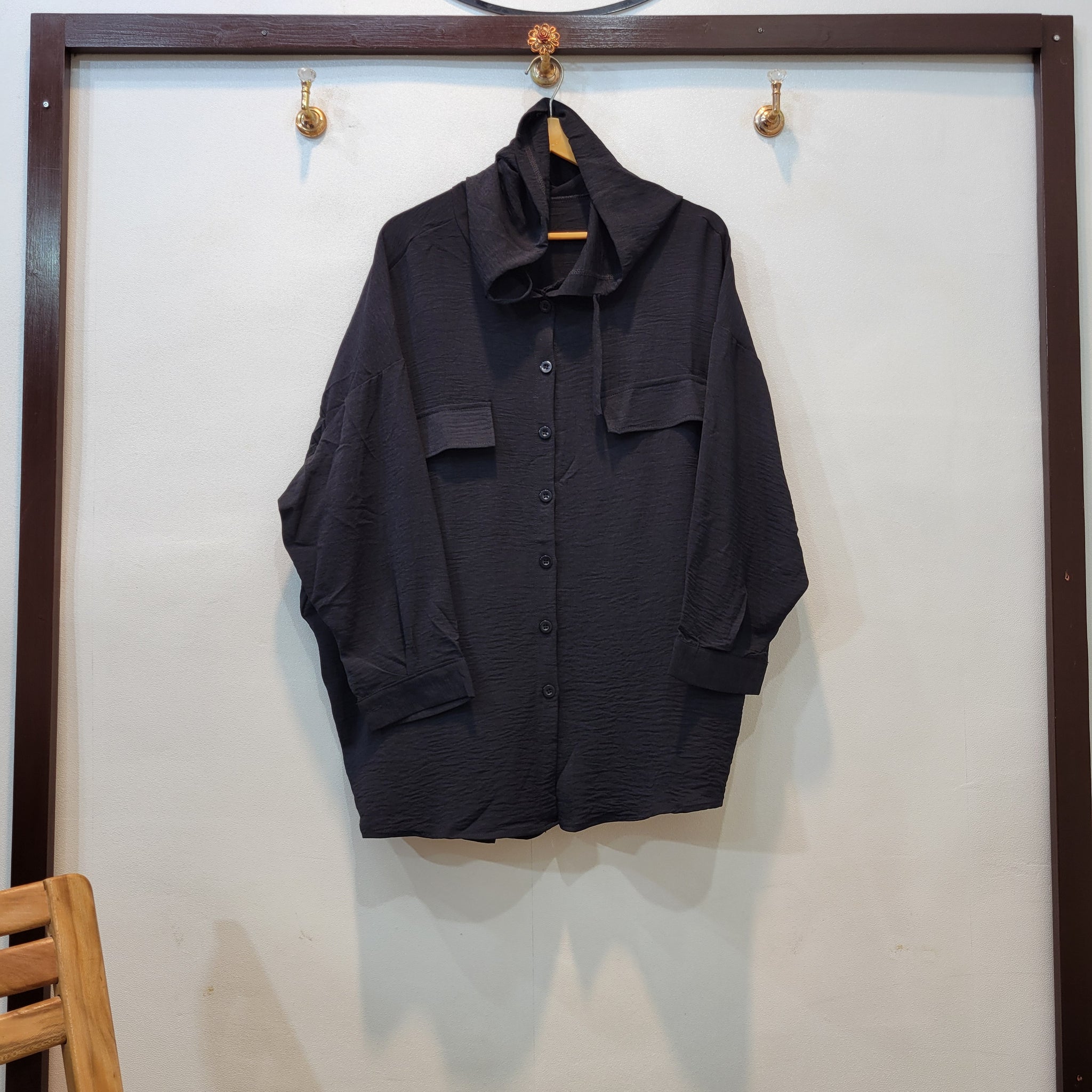 Lotus Hoodie Top (Black)