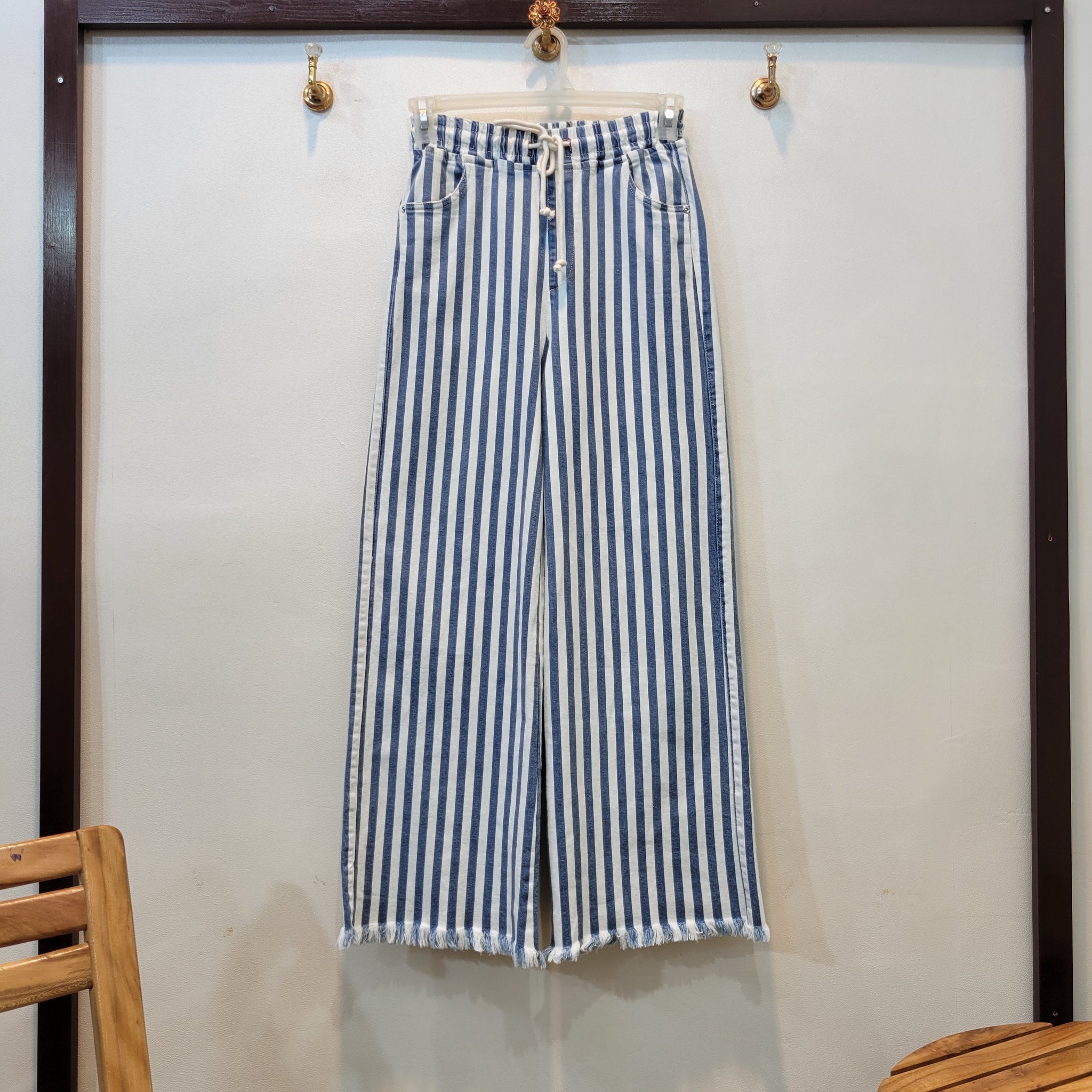 Wide Striped Denim Flapper
