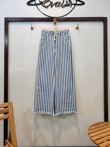 Wide Striped Denim Flapper