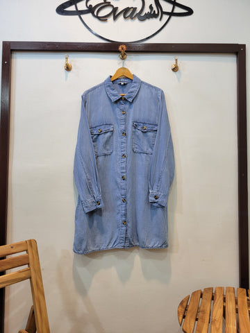 Denim Shirt Wood Button