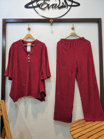 Stylish Button Coord (Maroon)