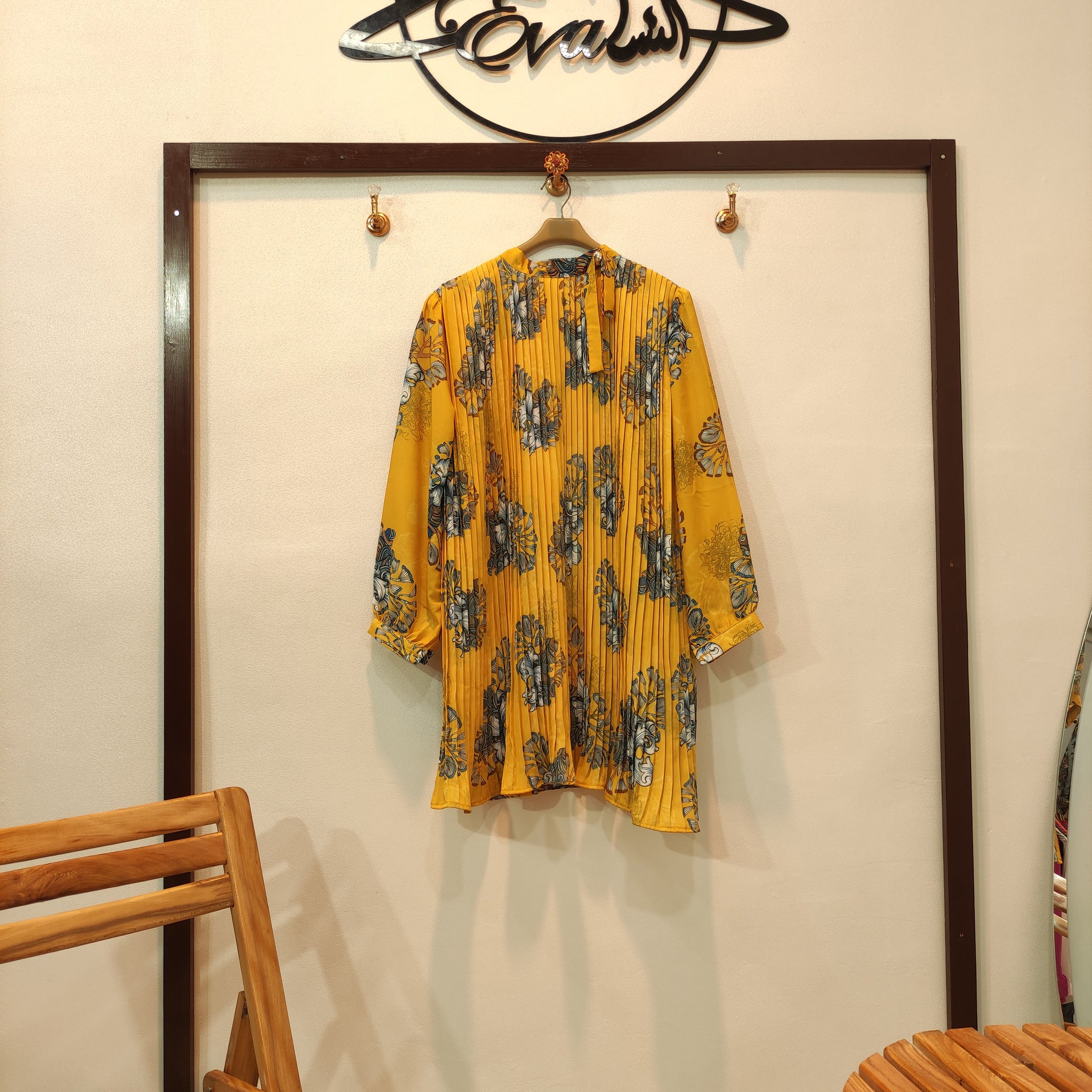 Floral pleated top (Yellow)