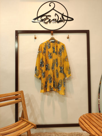 Floral pleated top (Yellow)